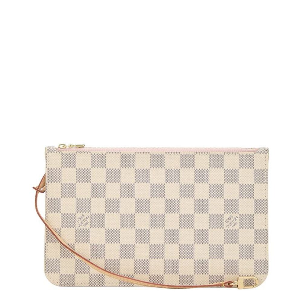 Louis Vuitton Pink Damier Azur Coated Canvas Neverfull Pouch Mm Nm